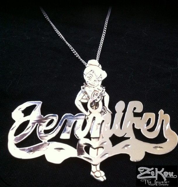 Cartoon Lady wearing "Jennifer" chain